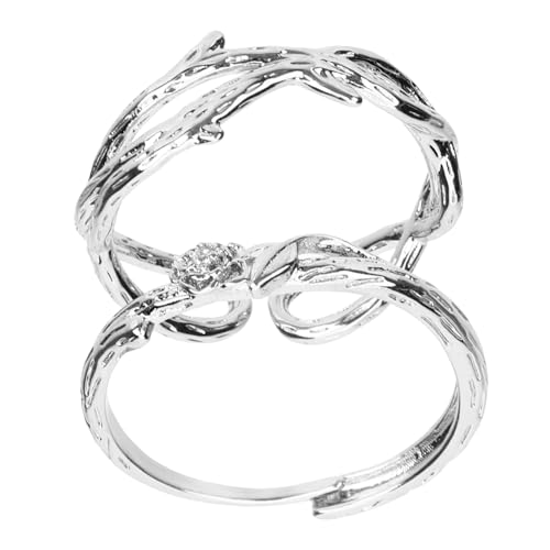 CLISPEED 2 Stück Verlobungsringe für Verstellbare Rosen Ringe Dornendesign Schmuck zum Jahrestag und Valentinstag für Damen und Herren von CLISPEED