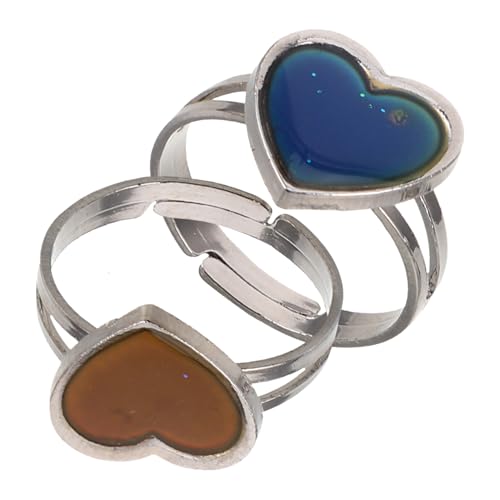 CLISPEED 2stücke Temperatur Stimmungsring Verstellbarer Offener Ring Für Frauen Teens Mädchen Farbwechsel Emotionsring Aus Hochwertigem Material von CLISPEED