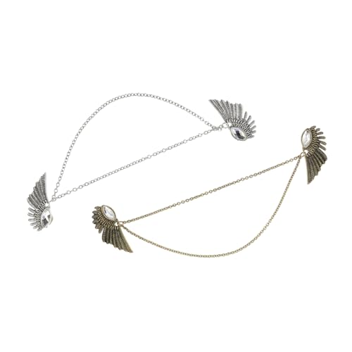 CLISPEED 2 Stück Vintage Angel Wing Kragenspange Pullover Clip mit Kette für Strickjacken Cardigan und Blusen Einfach zu Befestigen Schützt Stoff für Damen und Herren Antik Silber Bronze von CLISPEED