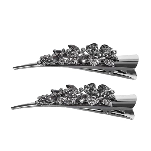 CLISPEED 2 Stück Vintage Blüten Haarklammer mit Funkelnden Strasssteinen Große Alligator Haarspange für Dickes Haar Rutschfest Fester Griff Modischer Haarschmuck für Damen und Mädchen von CLISPEED