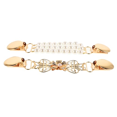 CLISPEED 2 Stück Vintage Cardigan Clips Perlen Kleidung Clips Pullover Schal Brosche für Frauen Elegant Retro Stil Shawl Sicherheitsnadel Schmuck Zubehör von CLISPEED