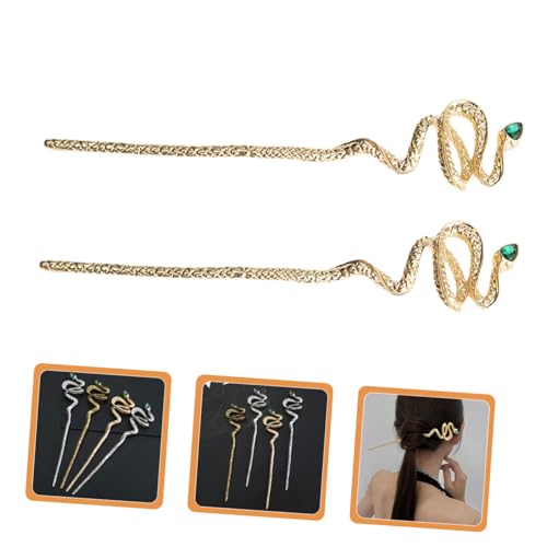 CLISPEED 2 Stück Vintage Chinesische Haarnadeln Schlangen design Haarschmuck aus Legierung Goldfarben Elegante Haarstäbchen für Damen und Festliche Anlässe von CLISPEED