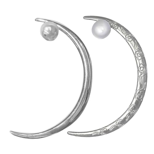 CLISPEED 2 Stück Vintage Haarnadel Teilig Chinesischer Stil Haarstab mit Perlen Gebogen Lang für Dutt Haarknoten Silberfarbenes Haarschmuck Accessoire für Damen Vielseitig für Festliche von CLISPEED