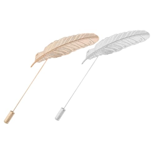 CLISPEED 2 Stück Vintage Herren Brosche Teiliges Federmotiv Anstecknadel für Anzug und Schal Stilvolle Modeschmuckaccessoires Silber und Gold für Partys und Besondere Anlässe von CLISPEED