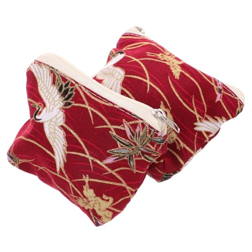 CLISPEED 2 Stück Vintage Japanische Baumwoll Geldbörse mit Reißverschluss Teiliges Kleine Münztasche im Chinesischen Stil Praktische Schlüssel und Kleingeldtasche Strapazierfähige von CLISPEED