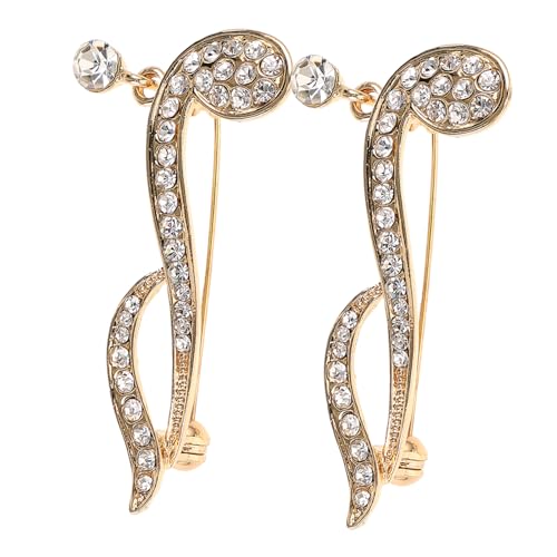 CLISPEED 2 Stück Vintage Musiknoten Broschen aus Langlebiger Zinklegierung mit Funkelnden Strasssteinen Eleganter Anstecker für Damen und Herren Modisches Schmuckaccessoire für Anzüge und von CLISPEED