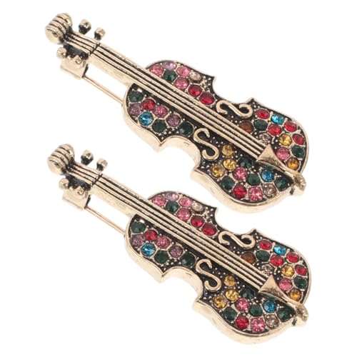 CLISPEED 2 Stück Wäschel Revers Pin Geigenstift Frauen Brosche Broschennadel Dekoration für Frauenkleidung Anzug Reversnadel Musik Violin Brosche Geigenbroschen Schal Glasbohrer von CLISPEED
