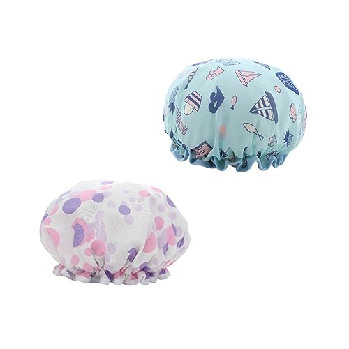 CLISPEED 2 Stück Eva Badekappen Für Damen Doppelschichtige Duschhauben Mit Druckdesign Elastisch Und Langlebig Für Lange Haare Für Dusche Und Spa von CLISPEED
