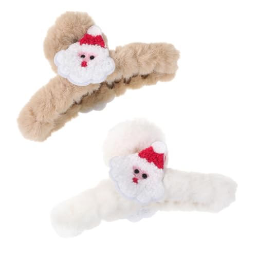CLISPEED 2 Stück Weiche Plüsch Haarklammern Weihnachts Haarspangen für Frauen Große Haarzange Haarklammer für Langes Haar Komfortabel und Leicht Geeignet für Alltag und Party von CLISPEED