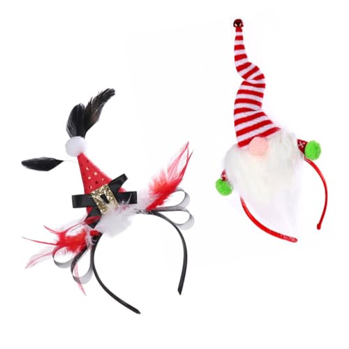 CLISPEED 2 Stück Weihnachten Haarband Santa Claus Stirnband mit Bart und Bommel Leichtes Bequemes Kostüm Haaraccessoire für Party Karneval Festtage und Alltag von CLISPEED