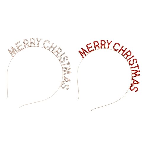 CLISPEED 2 Stück Weihnachtliche Haarschleifen Langlebige Kreative Kopfbedeckung für Party und Karneval Leichte Formstabile Stirnbänder in Rot und Gold Einfaches Tragen für Festliche von CLISPEED