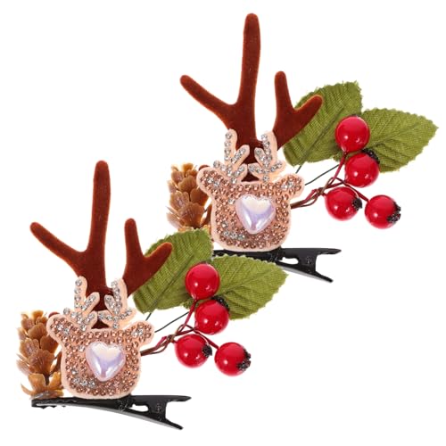 CLISPEED 2 Stück Weihnachtliche Kleine Haarspangen für Mädchen Niedliche Rentier Haarklammern Leichte Bruchsichere Haarschmuck Accessoires für Party Karneval Cosplay und Alltag Teiliges von CLISPEED
