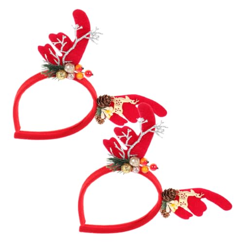 CLISPEED 2 Stück Weihnachtlicher Hirschgeweih Haarreif Leichtes Rutschfestes Weihnachts Accessoire für Festliche Partys Kostüm und Bühnenauftritte Goldfarbene Geweih Stirnbänder von CLISPEED