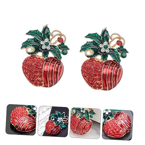 CLISPEED 2 Stück Weihnachts Emaille Apfel Brosche Legierung Stilvolle Kleidung Accessoires für Festliche von CLISPEED