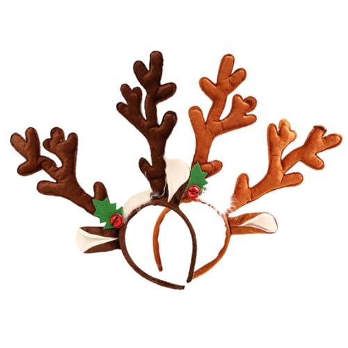 CLISPEED 2 Stück Weihnachts Haarreif Teilig Weiches Stoff Geweih Stirnband in Dunkelbraun und Kaffee Grün Rutschfestes Xmas Haarschmuck Kostümzubehör für Mädchen Festliche Party Dekoration von CLISPEED