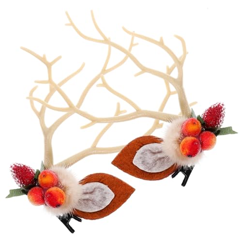 CLISPEED 2 Stück Xmas Haarspangen Kleine Hirschgeweih Haarklammern Leicht für Dünnes Haar Mädchen Weihnachts Haarschmuck Festlich Modisch Sicher Alltag und Party von CLISPEED