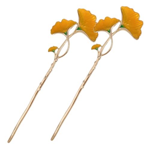 CLISPEED 2 Stücke Ginkgo Blatt Haarstäbe für Damen Hochsteckfrisur Haarschmuck Antiker Stil Haarnadeln Retro Haaraccessoires für Langes Haar Duttstäbe von CLISPEED