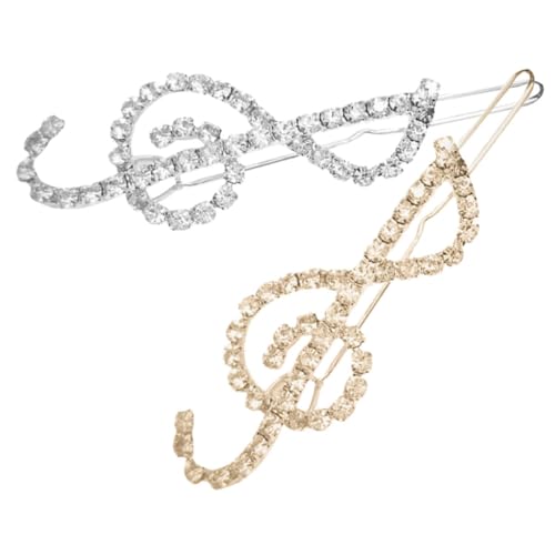 CLISPEED 2 Stücke Musiknote Haarspangen mit Strasssteinen Haaraccessoires für Damen Funkennde Haarschmuck für Hochzeiten und Partys von CLISPEED