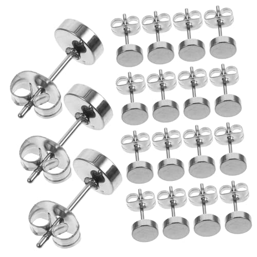 CLISPEED 20 Stück Runde Titanstahl Ohrstecker Ohrringe für Damen Herren Hautfreundlich Langlebig Leichte Ohrschmuck mit Sicherem Schraubverschluss Geeignet für Alltag Party Hochzeit von CLISPEED