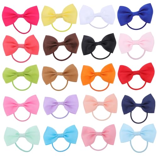 CLISPEED 20 Stück Teiliges Haargummi mit Einfarbigen Schleifen Elastische Ponytail Haargummis für Mädchen Weiche Haarschleifen Vielseitige Haaraccessoires Bunte Farbauswahl für Partys und von CLISPEED