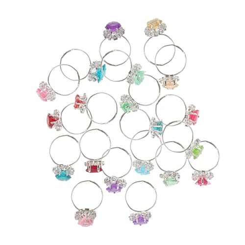 CLISPEED 20 Stück Teiliges Schmuckset Verstellbare Modeschmuck Ringe für Mädchen Kindersichere Glatte Oberfläche Verschiedene Bunte Designs Geschenk für Kleine Mädchen Zufällige Farbe von CLISPEED