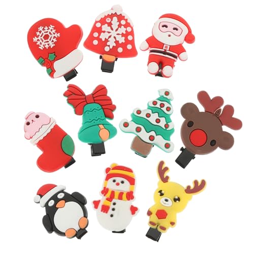 CLISPEED 20 Stück Teiliges Weihnachts Haarclips für Mädchen Niedliche Bunte Haarnadeln mit Schneemann Rentier Glöckchen und Weihnachtsmotiven Schonend für Haare Festliche Haaraccessoires von CLISPEED