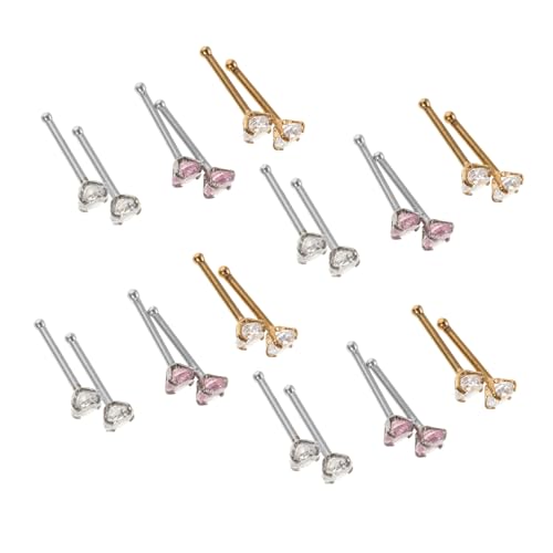 CLISPEED 24 Stück Teiliges Nasenpiercing aus Rostfreiem Metall Zirkonia Nasenringe mit Vierkrallenbesetzten Kristallen in Weiß und Hautfreundlich Komfortabel Tragbar für Damen von CLISPEED