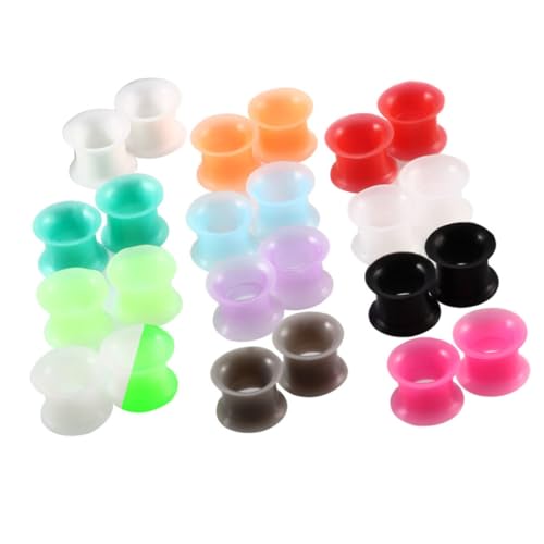 CLISPEED 24 Stück Teiliges Silikon Ear Tunnel Plugs Double Flared Flesh Tunnels Ohr Dehnungs Schmuck Bunte Ear Stretchers für Damen Herren Bequemes Piercing Zubehör von CLISPEED