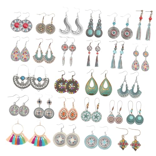CLISPEED 26 Paare Boho Ohrringe Leichte Hängende Vintage Ohrringe im Bohemian Stil Geometrische Ohrstecker und Fransenohrringe Modische Schmuckstücke für Damen und Mädchen von CLISPEED