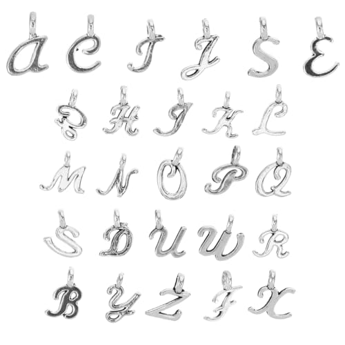 CLISPEED 26 Stück Buchstaben Charms Metall DIY Schmuckanhänger für Armbänder Zinklegierung Dekorative Zubehörteile für Kreative Schmuckprojekte von CLISPEED