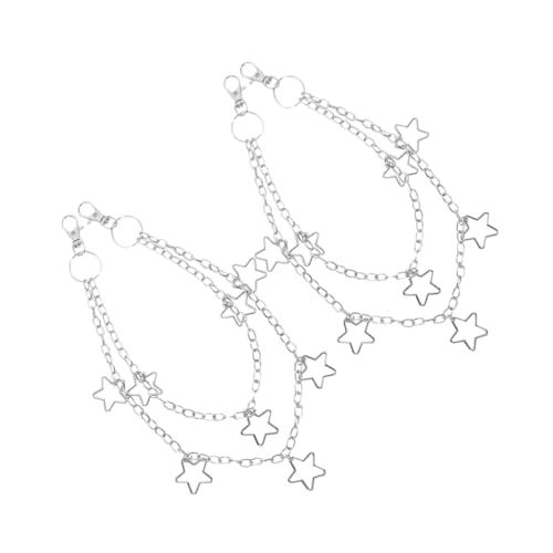 CLISPEED 2Stücke Geschichtete Hosenkette mit Fünfzackigem Stern Anhänger Vielseitige Ketten für Jeans Rucksack Geldbörsen Dekoration für Männer Frauen von CLISPEED