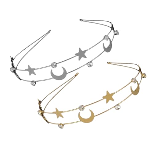 CLISPEED 2stücke Rhinestone Haarreifen Mit Mond Und Sternen Für Hochzeiten Und Partys Glitzernder Brautschmuck Silber Und Gold Langlebig Und Romantisch CLISPEED 2stücke Rhinestone Haarreifen Mit Mond Und Sternen Für Hochzeiten Und Partys Glitzernder Brautschmuck Silber Und Gold Langlebig Und Romantisch von CLISPEED