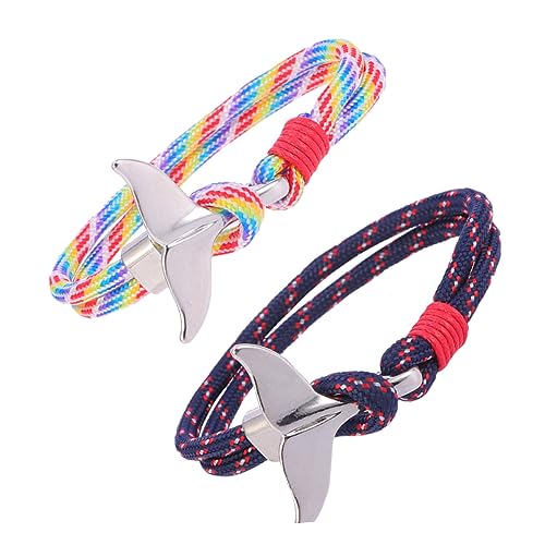 CLISPEED 2Stücke Walschwanz Armbänder Geflochtenem für Männer Frauen Nautische Überlebensseilkette mit Metallhaken Handgemachte Wickelarmbänder Walschwanz CLISPEED 2Stücke Walschwanz Armbänder Geflochtenem für Männer Frauen Nautische Überlebensseilkette mit Metallhaken Handgemachte Wickelarmbänder Walschwanz von CLISPEED