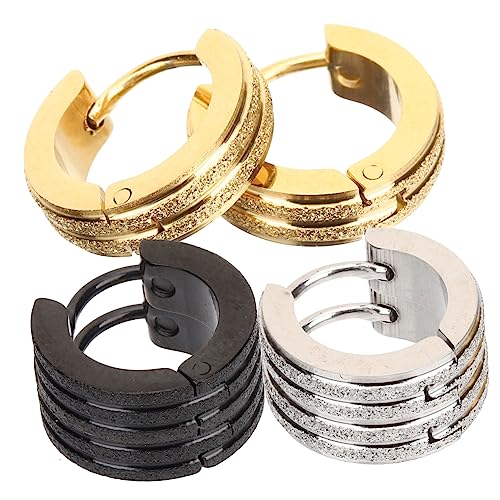 CLISPEED 3 Paare Creolen Ohrringe Mattierte Hoops Schwarz und Gold für Damen und Herren Stilvolles Ohrschmuck für von CLISPEED