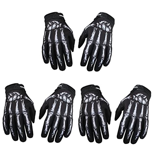 CLISPEED 3 Paare Totenkopf-fingerhandschuhe Handschuhe Befreien Handschuhe Für Erwachsene Road Mountain Skull Handschuhe Motorradhandschuhe Zu Fuß Männer Und Frauen Weiß Trainingshandschuhe von CLISPEED