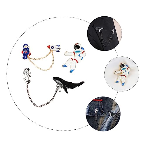 CLISPEED 3 Sätze Cartoon Broschen Astronaut Wal Emaille Brosche Glänzend Farbecht Vielseitig Schmuck für Kleidung Taschen Schals für Weihnachtsdeko von CLISPEED