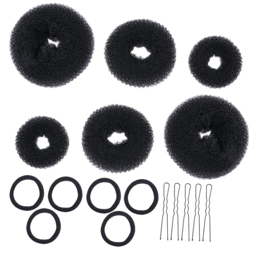 CLISPEED 3 Sätze Haarstyling Kit mit Elastischen Haargummis Donut Duttformer und U Förmigen Haarklammern Vielseitiges DIY Haarschmuck für Damen und Mädchen Geeignet für Haartypen von CLISPEED