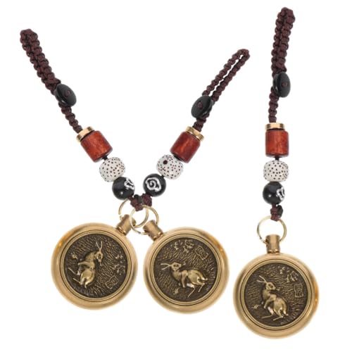 CLISPEED 3 Sätze Messing Kaninchen Anhänger Teilig Handgefertigte Chinesische Schlüsselanhänger mit Robustem Seil Kompakt und Langlebig Dekorativ für Schlüssel Taschen und Geschenkideen von CLISPEED