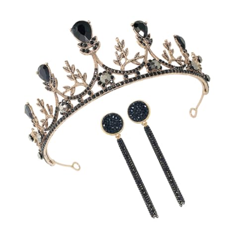 CLISPEED 3 Stück Barock Stil Haarkrone und Lange Ohrringe Teilig Schwarz Glänzend Braut Haarband Schmuck für Hochzeit Geburtstag Festliche Anlässe CLISPEED 3 Stück Barock Stil Haarkrone und Lange Ohrringe Teilig Schwarz Glänzend Braut Haarband Schmuck für Hochzeit Geburtstag Festliche Anlässe von CLISPEED