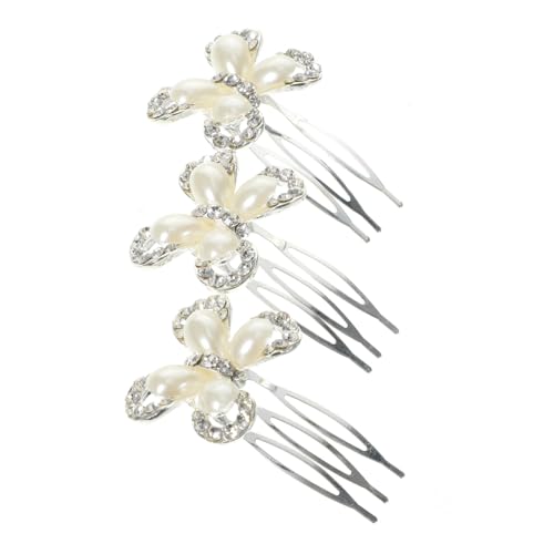 CLISPEED 3 Stück Brautschmuck Haarkamm Teilig Strass Perlen Haarschmuck Damen Hochzeit Funkelnde Leichte Haarspangen für Braut Party Prom Elegant und Stabil Sitzend von CLISPEED