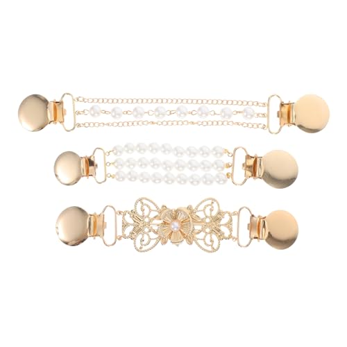 CLISPEED 3 Stück Cardigan Kragenclips mit Kunstperlen Retro Schalhalter für Pullover Kleider und Schals Sicherer Halt und Vielseitige Anwendbarkeit bei Damen Outfits von CLISPEED