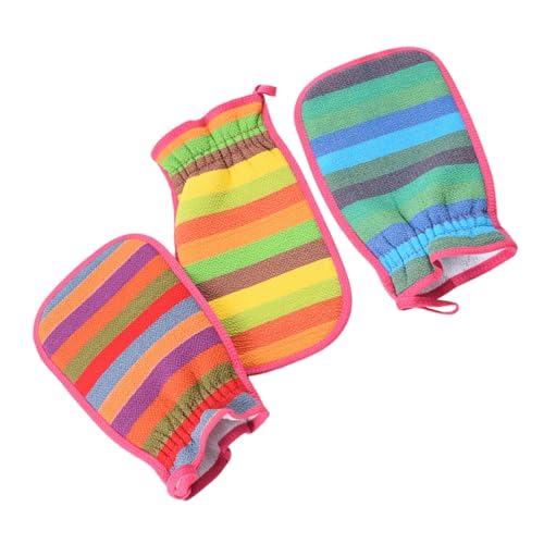 CLISPEED 3 Stück Doppelseitige Peelinghandschuhe aus Pflanzenfasern Leichtes Körperpeeling Handtuch für Dusche und Bad Unisex zur Haut Fördert Durchblutung für Reisen und Zufällige Farbe von CLISPEED