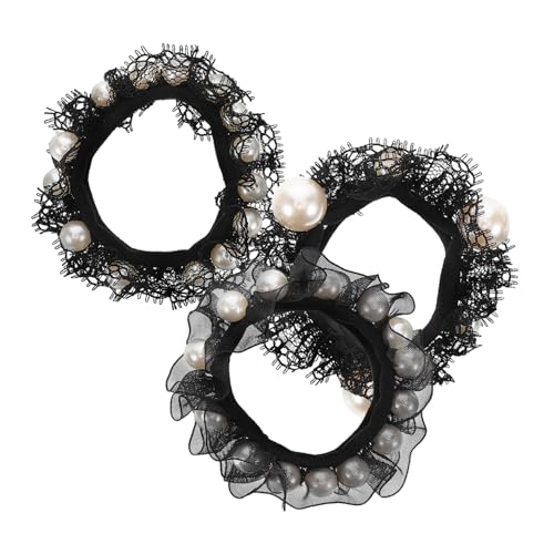 CLISPEED 3 Stück Elastische Haargummis mit Perlen Sanftes Haarschonendes Design Starker Halt Baumwoll material Elegante Damen Haarschleifen für Alltag und Besondere Anlässe von CLISPEED