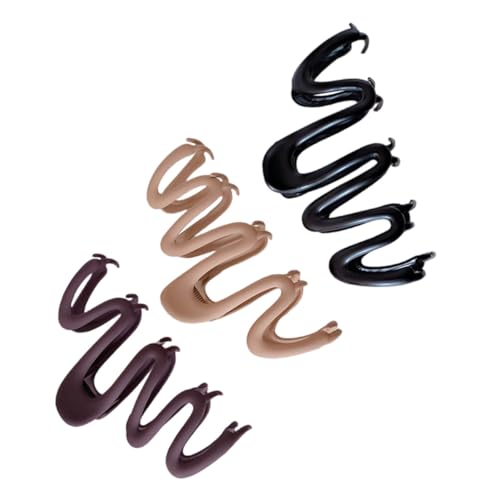 CLISPEED 3 Stück Große Haarklammern für Dickes Haar Matte Krallenclips mit Welliger Struktur Starker Haarspangen Damen in Schokolade Khaki und Schwarz von CLISPEED