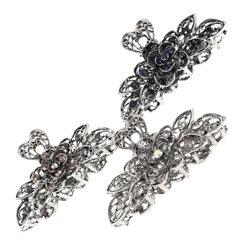 CLISPEED 3 Stück Große Vintage Haarklammern für Damen und Mädchen Retro Metalllegierung mit Funkelnden Strasssteinen Extra Große Krallenspangen für Dickes Haar Fester Griff Rutschfest von CLISPEED