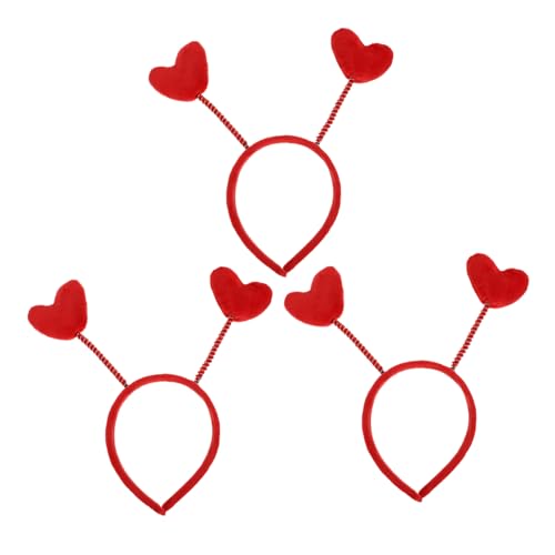 CLISPEED 3 Stück Herz Haarreif für Damen Rotes Atmungsaktives Haarband mit Federung für Alltag und Valentinstag Accessoire für Mädchen und von CLISPEED
