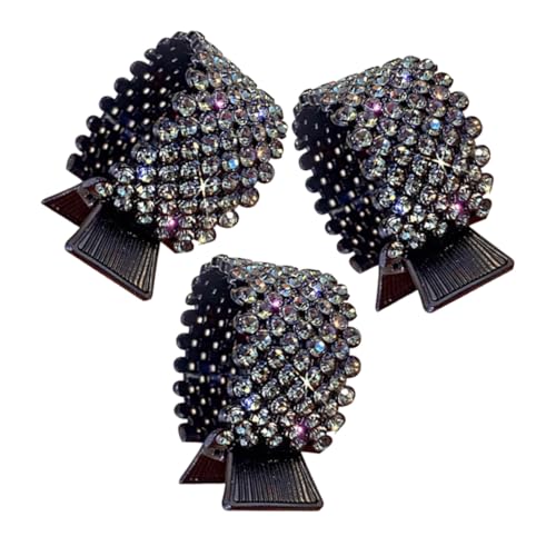 CLISPEED 3 Stück Kleine Metall Haarspangen mit Funkelnden Strasssteinen Rutschfeste Haarklammern für Damen und Mädchen Fester Sitz für Hohen Pferdeschwanz Eleganter Haarschmuck für von CLISPEED