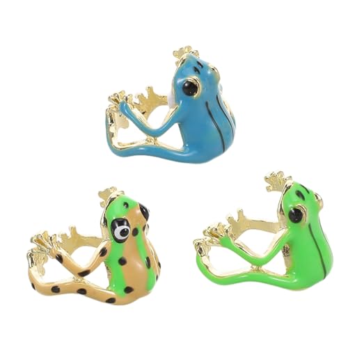 CLISPEED 3stücke Froschring Verstellbar Damen Tierschmuck Naturaccessoires Offener Ring Für Alltag Party Zinklegierung Süße Ringe Lustige Damenringe von CLISPEED