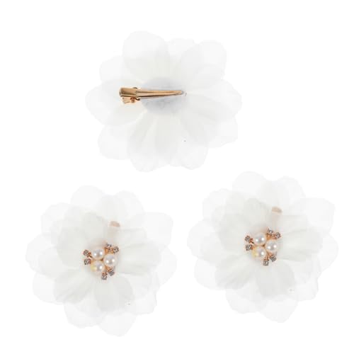 CLISPEED 3 Stück Mädchen Blumen Haarklammern Niedliche Haarspangen mit Perlen für Besondere Anlässe und Alltägliche Stylings von CLISPEED