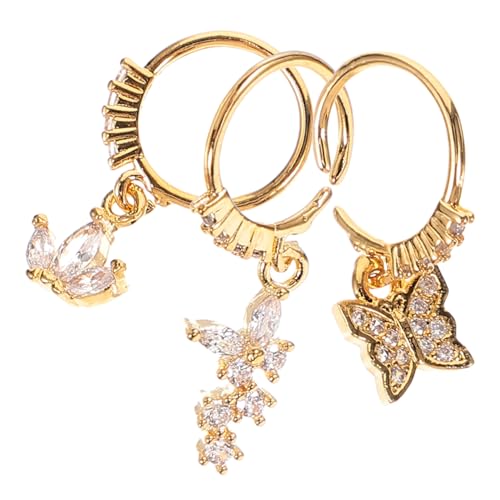 CLISPEED 3 Stück Nasenringe Teilig mit Schmetterling und Strass Hautfreundliche Nasenpiercing Schmuckstücke Langlebig Rostfrei Modisch für Damen für Besondere Anlässe von CLISPEED